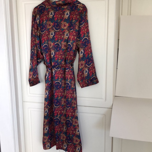 Vintage Satin 3/4 Length Floral Loungewear Robe and Night Gown. Size M/L 2 piece - Picture 5 of 9